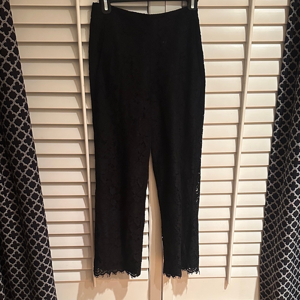J. Crew Black Lace Cropped Pants